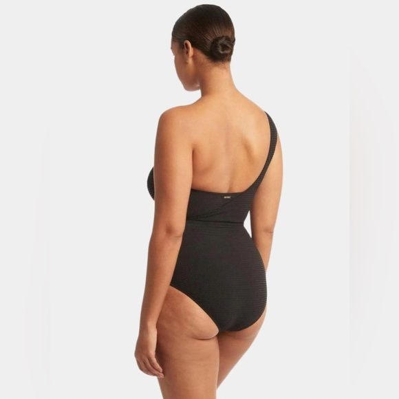 Sea level swim Australia one shoulder black swimsuit  size 8 Messina - Picture 9 of 10